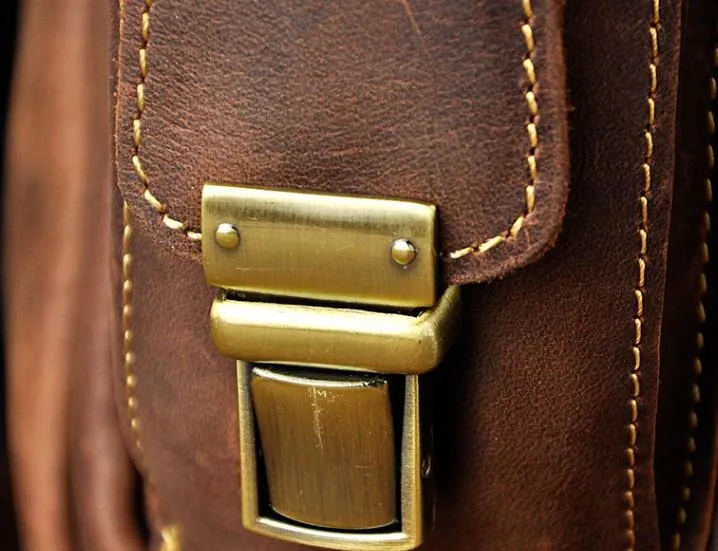 Mens Leather Small Side Bag COURIER BAG Waist Bag Holster Belt Case Belt Pouch for Men