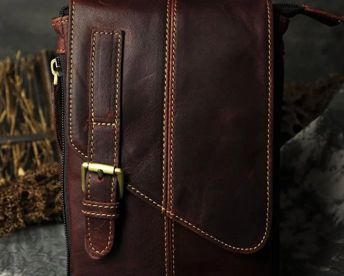 Mens Leather Small Side Bag COURIER BAGs Waist Pouch Holster Belt Case Belt Pouch for Men
