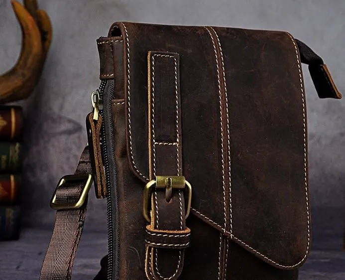 Mens Leather Small Side Bag COURIER BAGs Waist Pouch Holster Belt Case Belt Pouch for Men