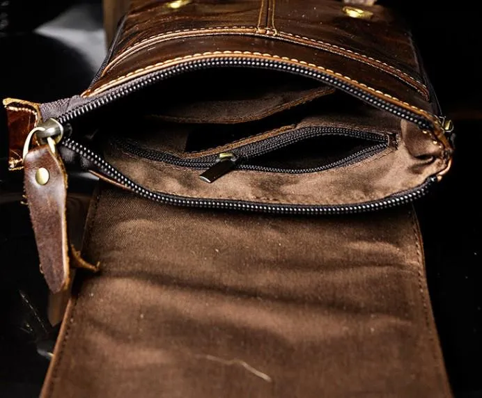 Mens Leather Small Side Bag COURIER BAGs Waist Pouch Holster Belt Case Belt Pouch for Men