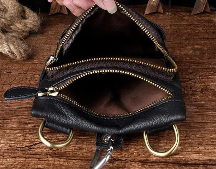 Mens Small Leather Belt Pouch Side Bag Holster Belt Case Waist Pouch for Men