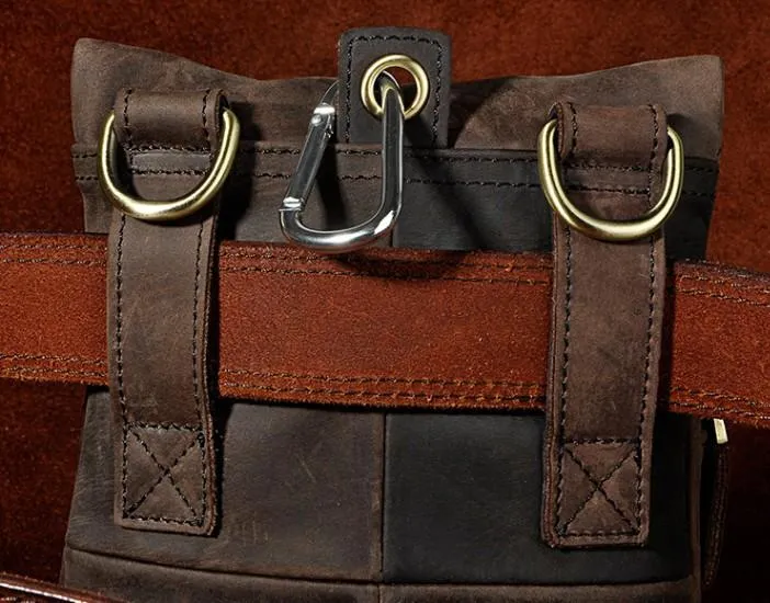 Mens Small Leather Belt Pouch Side Bag Holster Belt Case Waist Pouch for Men