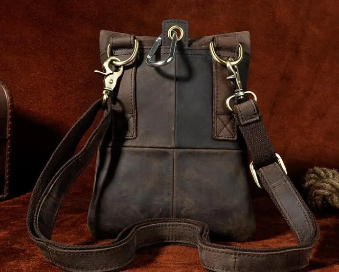 Mens Small Leather Belt Pouch Side Bag Holster Belt Case Waist Pouch for Men