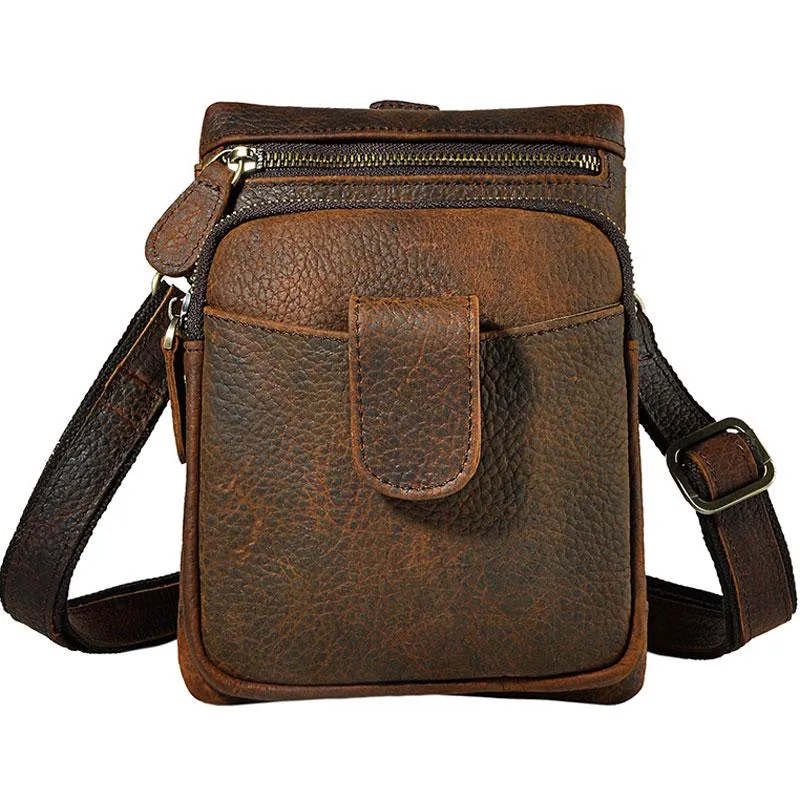Mens Small Leather Belt Pouch Side Bag Holster Belt Case Waist Pouch for Men