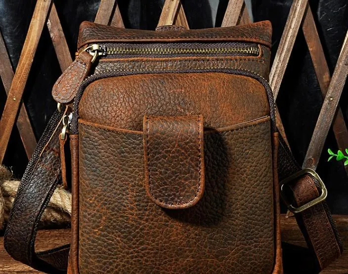 Mens Small Leather Belt Pouch Side Bag Holster Belt Case Waist Pouch for Men