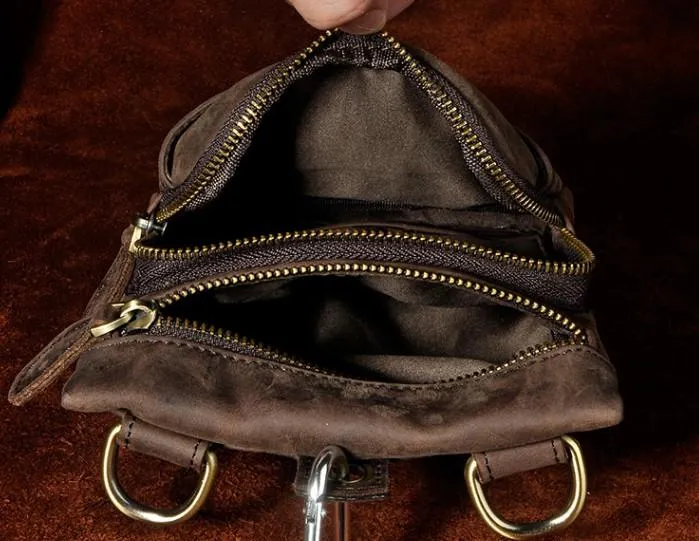 Mens Small Leather Belt Pouch Side Bag Holster Belt Case Waist Pouch for Men