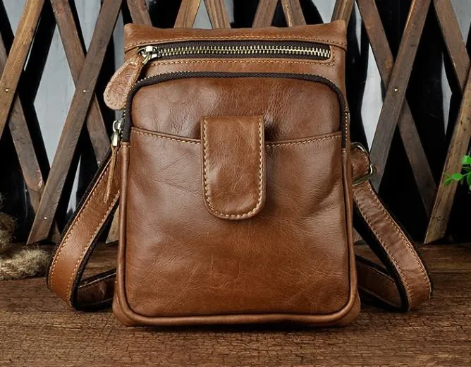 Mens Small Leather Belt Pouch Side Bag Holster Belt Case Waist Pouch for Men