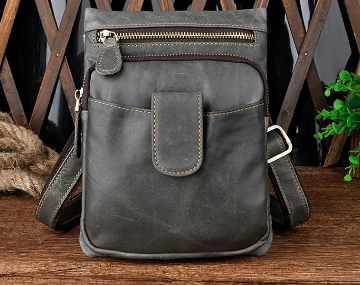 Mens Small Leather Belt Pouch Side Bag Holster Belt Case Waist Pouch for Men