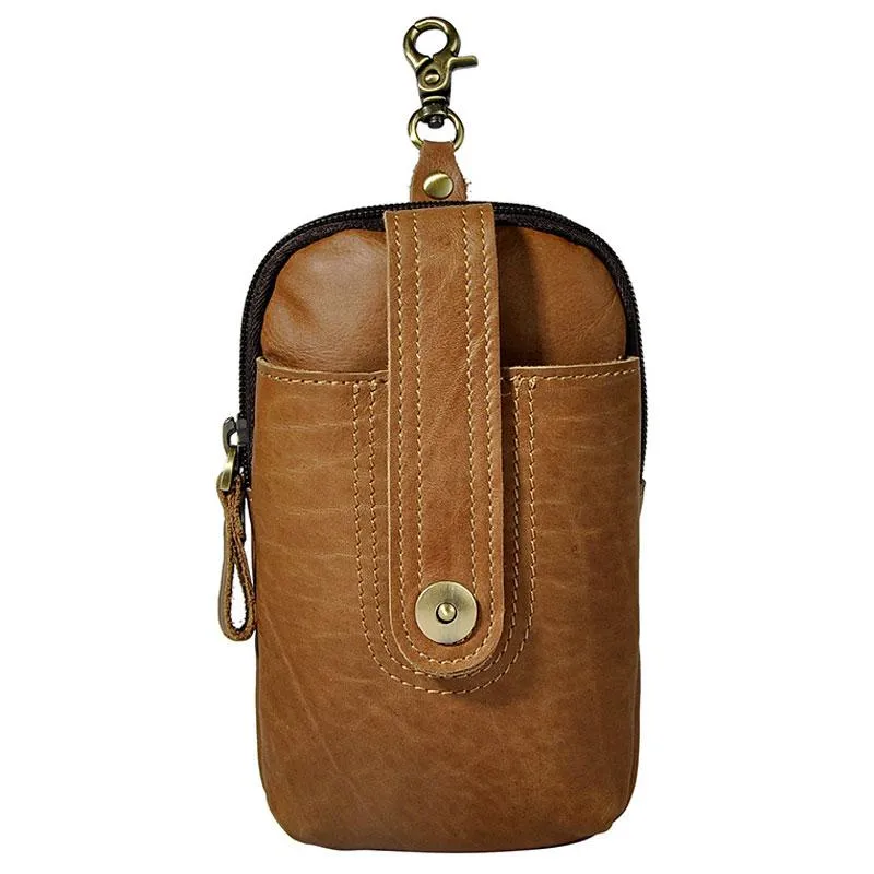 Mens Small Leather Holster Belt Case Belt Pouch Cell Phone Waist Pouch for Men