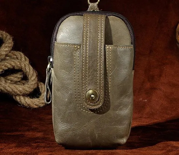 Mens Small Leather Holster Belt Case Belt Pouch Cell Phone Waist Pouch for Men