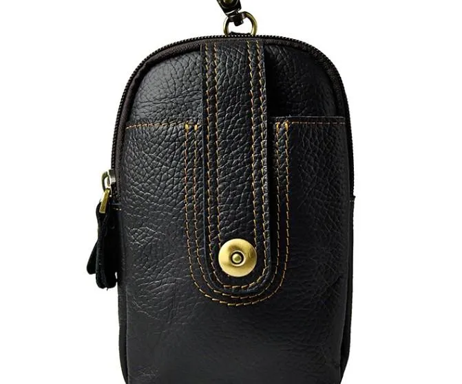 Mens Small Leather Holster Belt Case Belt Pouch Cell Phone Waist Pouch for Men