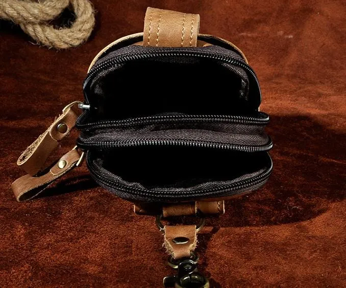 Mens Small Leather Holster Belt Case Belt Pouch Cell Phone Waist Pouch for Men