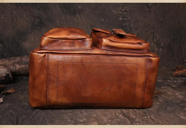 Mens Vintage Leather Messenger Bag Coffee Side Shoulder Bag Courier Bag Postman Bag for Men