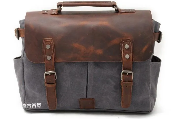 Mens Waxed Canvas Camera Side Bag Camera Messenger Bag Courier Bag Camera Shoulder Bag for Men