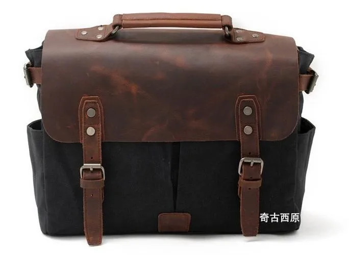Mens Waxed Canvas Camera Side Bag Camera Messenger Bag Courier Bag Camera Shoulder Bag for Men