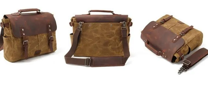 Mens Waxed Canvas Camera Side Bag Camera Messenger Bag Courier Bag Camera Shoulder Bag for Men