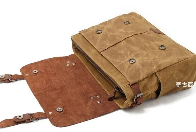 Mens Waxed Canvas Camera Side Bag Camera Messenger Bag Courier Bag Camera Shoulder Bag for Men
