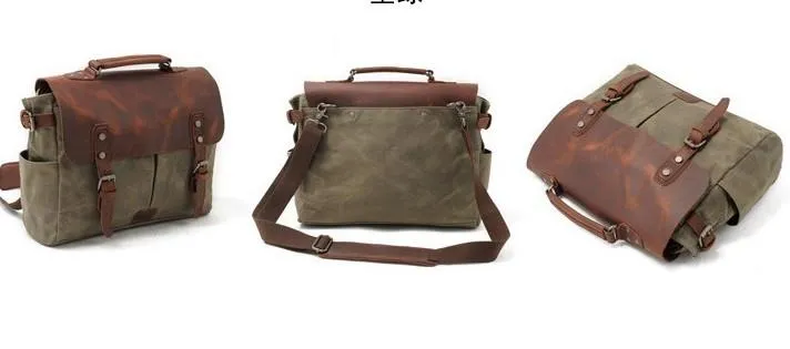 Mens Waxed Canvas Camera Side Bag Camera Messenger Bag Courier Bag Camera Shoulder Bag for Men