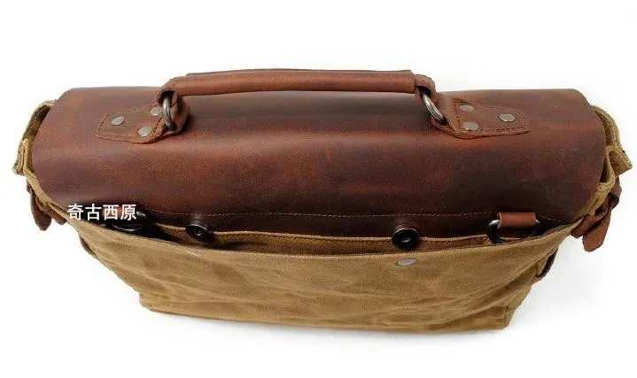 Mens Waxed Canvas Camera Side Bag Camera Messenger Bag Courier Bag Camera Shoulder Bag for Men