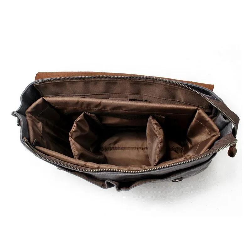 Mens Waxed Canvas Camera Side Bag Camera Messenger Bag Courier Bag Camera Shoulder Bag for Men