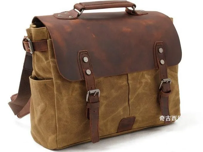 Mens Waxed Canvas Camera Side Bag Camera Messenger Bag Courier Bag Camera Shoulder Bag for Men