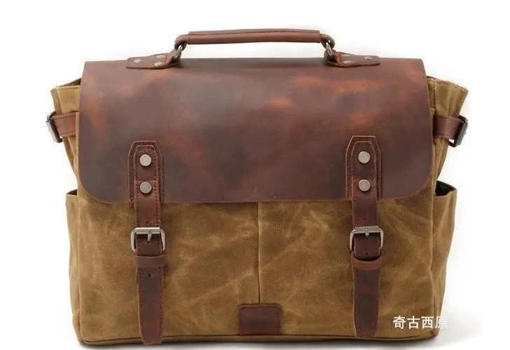 Mens Waxed Canvas Camera Side Bag Camera Messenger Bag Courier Bag Camera Shoulder Bag for Men
