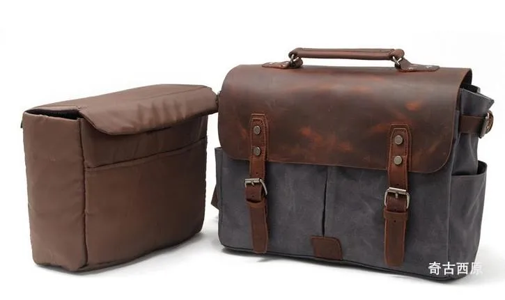 Mens Waxed Canvas Camera Side Bag Camera Messenger Bag Courier Bag Camera Shoulder Bag for Men
