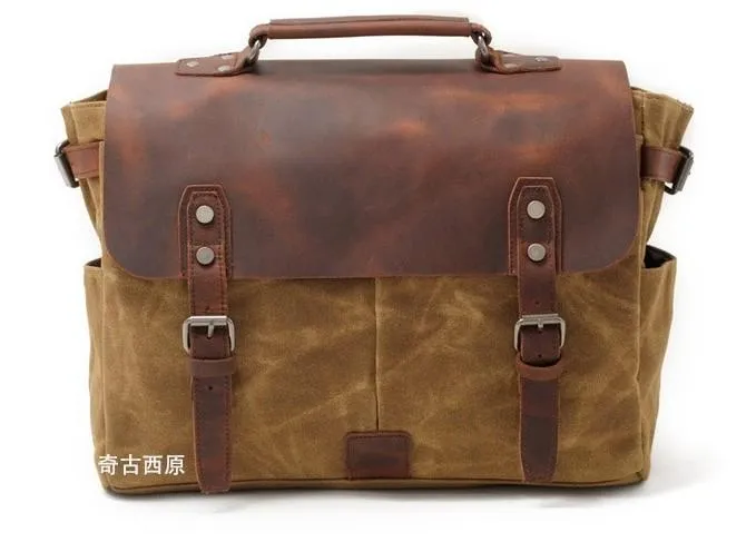 Mens Waxed Canvas Camera Side Bag Camera Messenger Bag Courier Bag Camera Shoulder Bag for Men