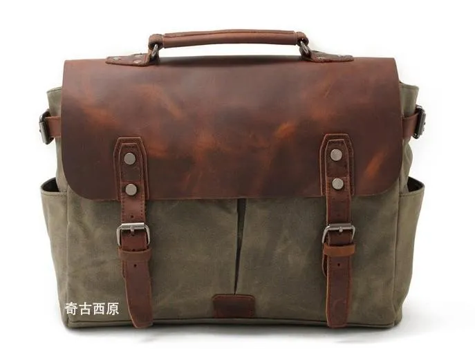Mens Waxed Canvas Camera Side Bag Camera Messenger Bag Courier Bag Camera Shoulder Bag for Men