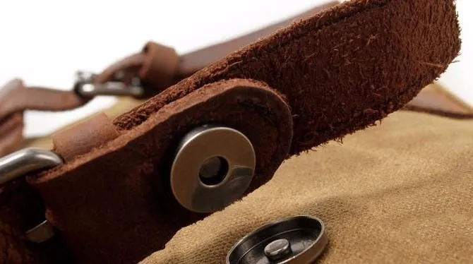Mens Waxed Canvas Leather Side Bag Messenger Bag Canvas Courier Bag for Men