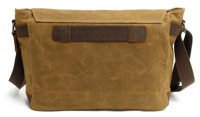 Mens Waxed Canvas Side Bag Canvas Messenger Courier Bag Shoulder Bag for Men