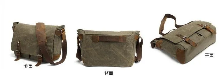 Mens Waxed Canvas Side Bag Canvas Messenger Courier Bag Shoulder Bag for Men