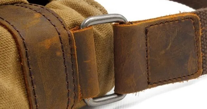 Mens Waxed Canvas Side Bag Canvas Messenger Courier Bag Shoulder Bag for Men