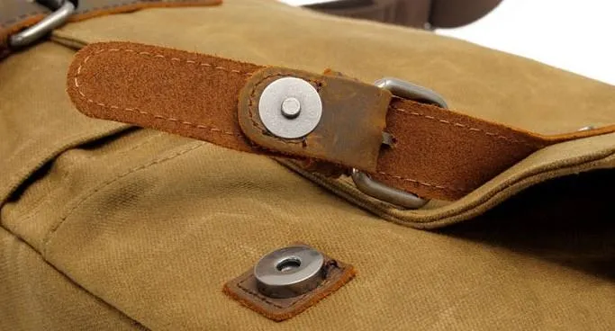 Mens Waxed Canvas Side Bag Canvas Messenger Courier Bag Shoulder Bag for Men
