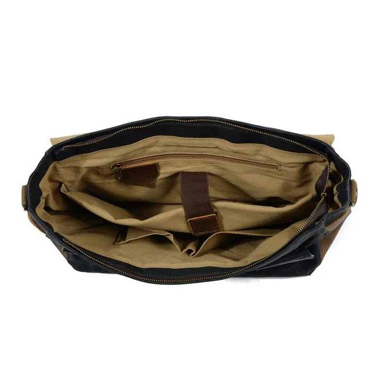 Mens Waxed Canvas Side Bag Messenger Bag Canvas Courier Bag for Men