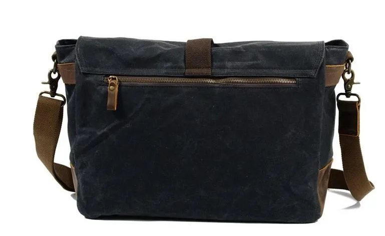 Mens Waxed Canvas Side Bag Messenger Bag Canvas Courier Bag for Men