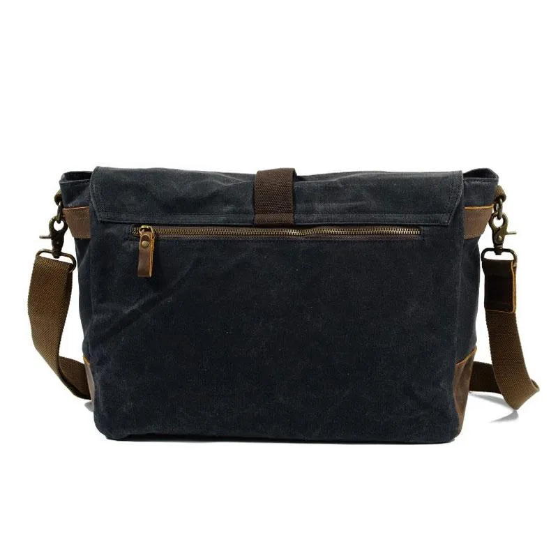 Mens Waxed Canvas Side Bag Messenger Bag Canvas Courier Bag for Men