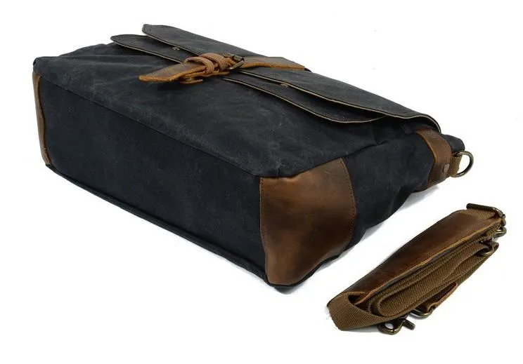 Mens Waxed Canvas Side Bag Messenger Bag Canvas Courier Bag for Men