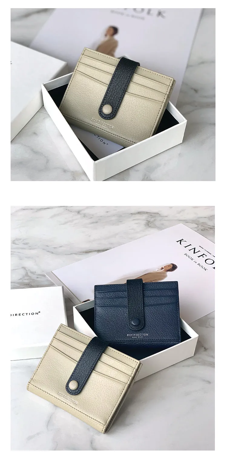 Minimalist Women Black SheepSkin Slim Card Holder Card Wallets Slim Card Holders Credit Card Holder For Women