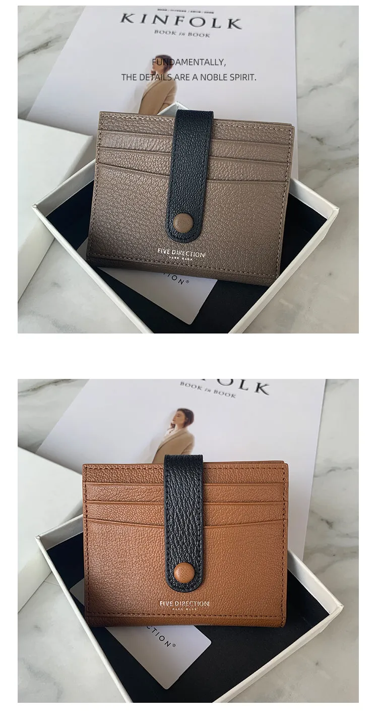 Minimalist Women Coffee SheepSkin Slim Card Holder Card Wallets Slim Card Holders Credit Card Holder For Women