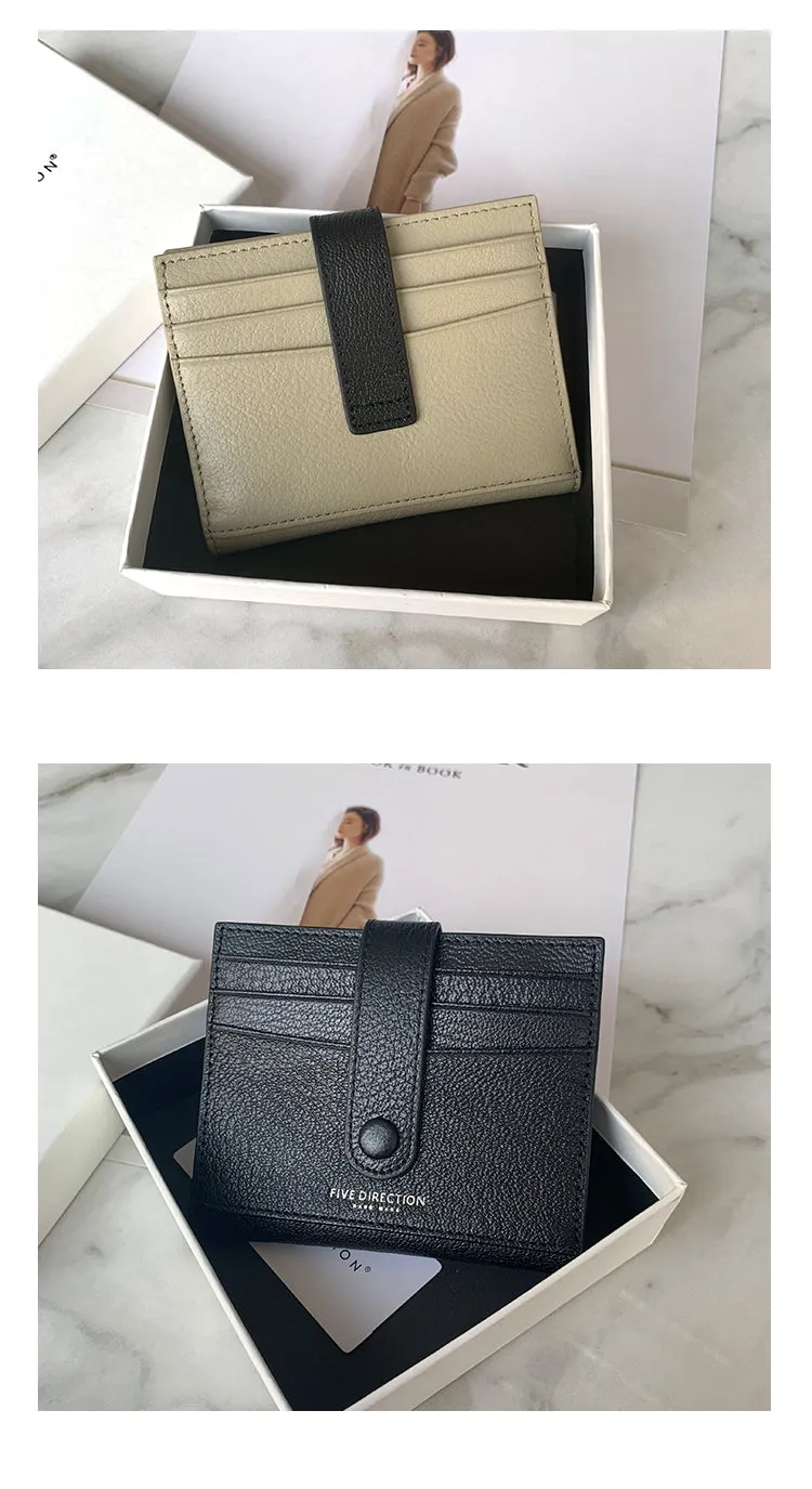 Minimalist Women Coffee SheepSkin Slim Card Holder Card Wallets Slim Card Holders Credit Card Holder For Women
