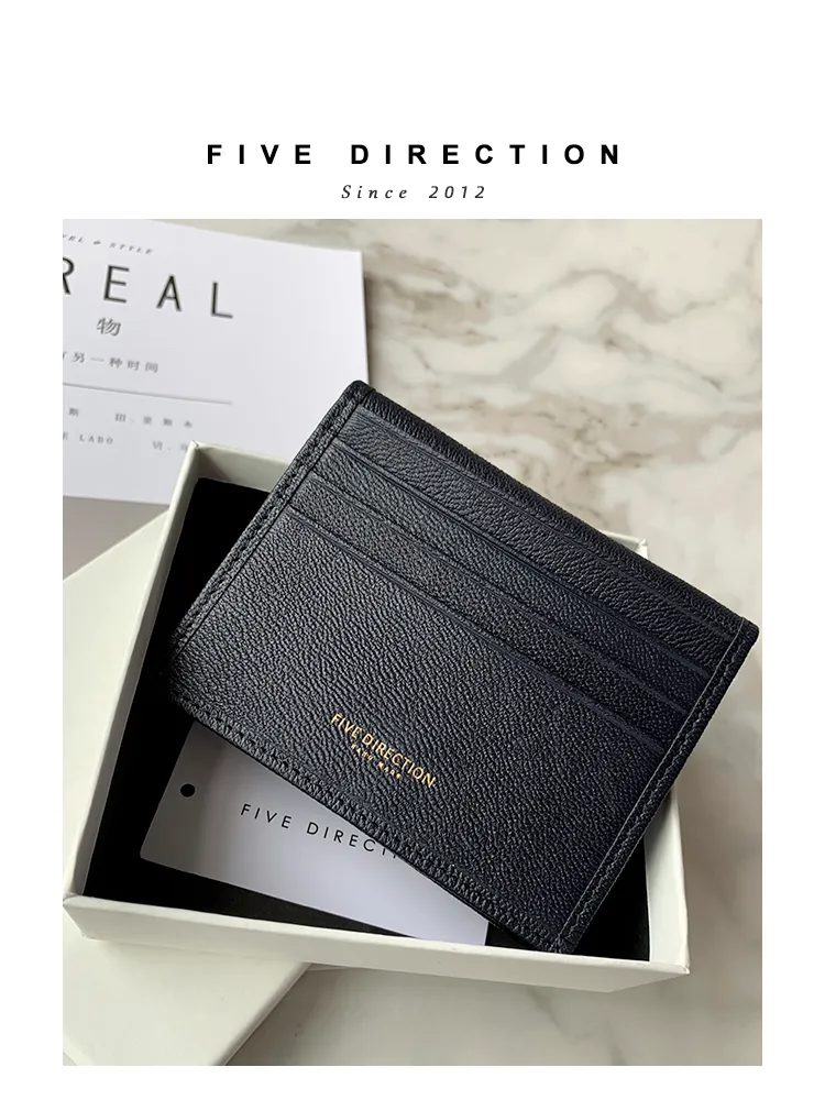 Minimalist Women Dark Blue Leather Slim Card Holders Small Card Wallet Cute Card Holder Credit Card Holder For Women