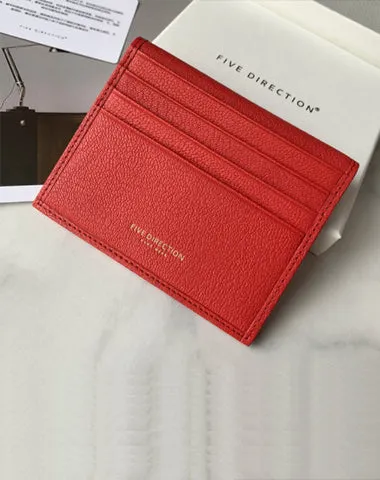 Minimalist Women Dark Blue Leather Slim Card Holders Small Card Wallet Cute Card Holder Credit Card Holder For Women
