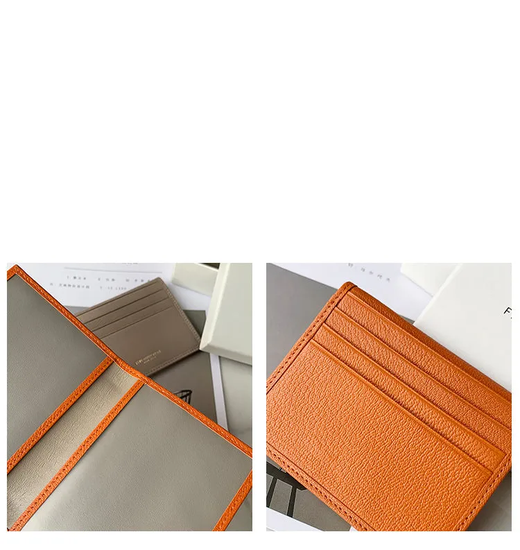 Minimalist Women Dark Blue Leather Slim Card Holders Small Card Wallet Cute Card Holder Credit Card Holder For Women