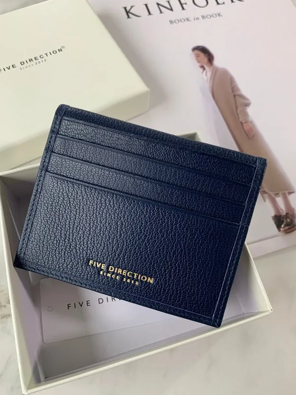 Minimalist Women Dark Blue Leather Slim Card Holders Small Card Wallet Cute Card Holder Credit Card Holder For Women
