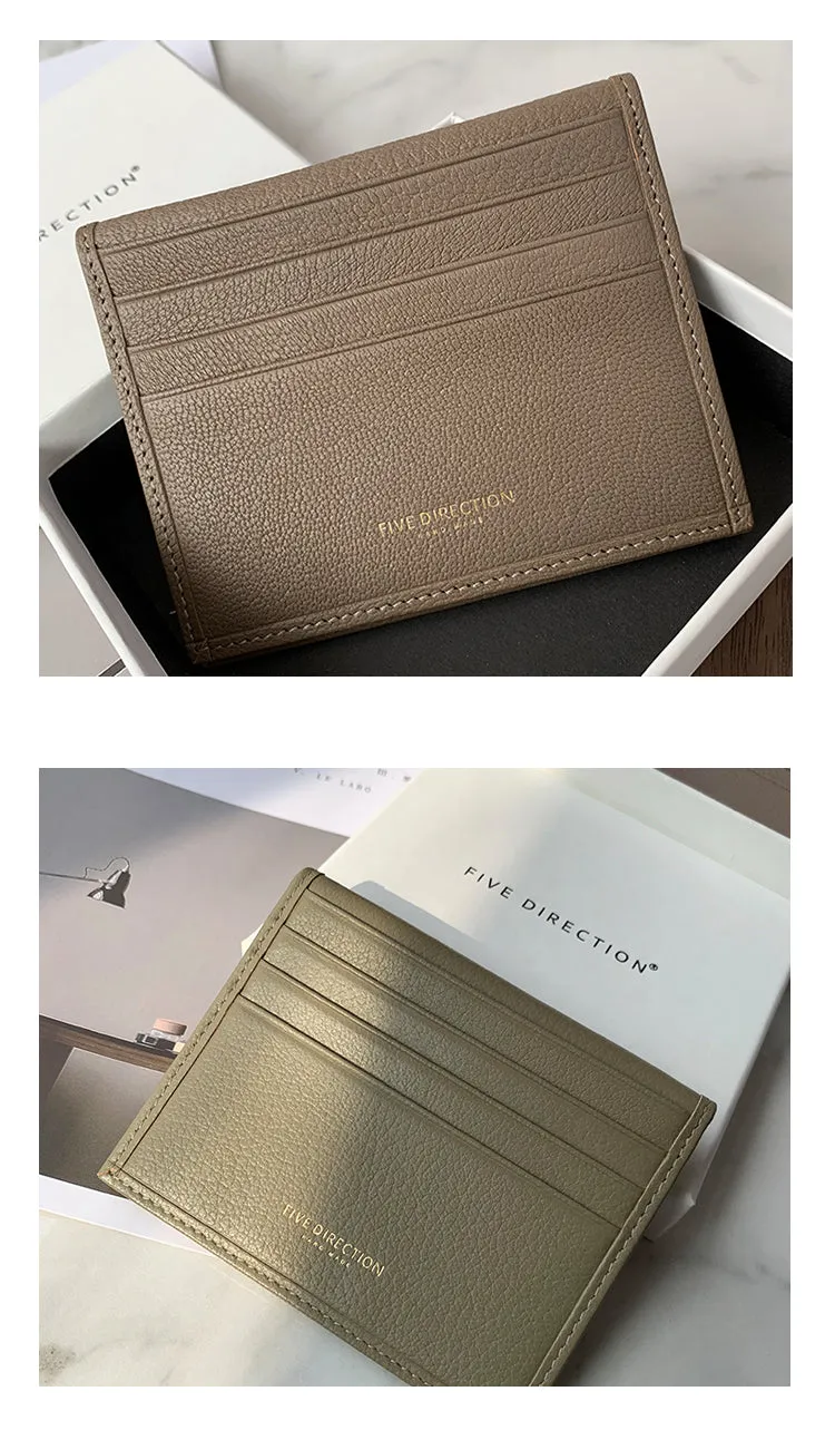 Minimalist Women Dark Blue Leather Slim Card Holders Small Card Wallet Cute Card Holder Credit Card Holder For Women