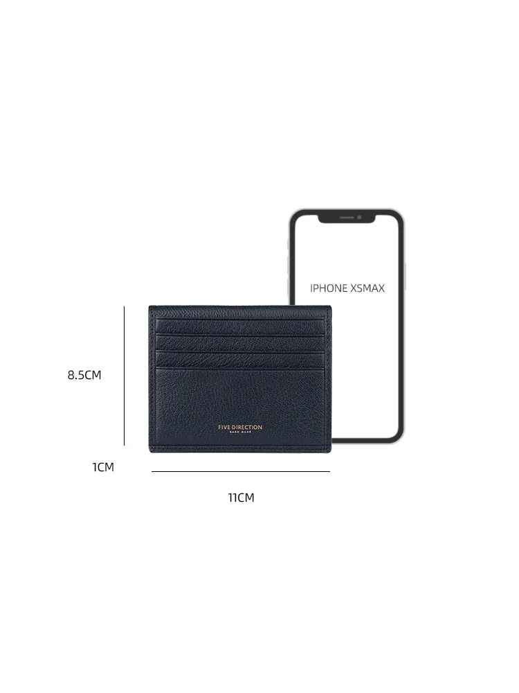 Minimalist Women Dark Blue Leather Slim Card Holders Small Card Wallet Cute Card Holder Credit Card Holder For Women