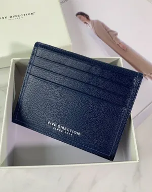 Minimalist Women Dark Blue Leather Slim Card Holders Small Card Wallet Cute Card Holder Credit Card Holder For Women
