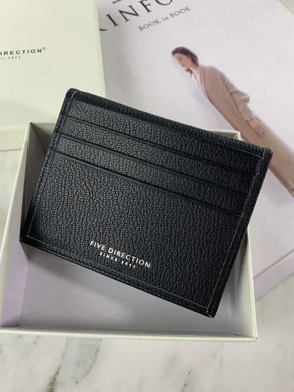 Minimalist Women Dark Blue Leather Slim Card Holders Small Card Wallet Cute Card Holder Credit Card Holder For Women