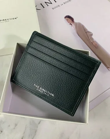 Minimalist Women Dark Gray Leather Slim Card Holders Small Card Wallet Cute Card Holder Credit Card Holder For Women